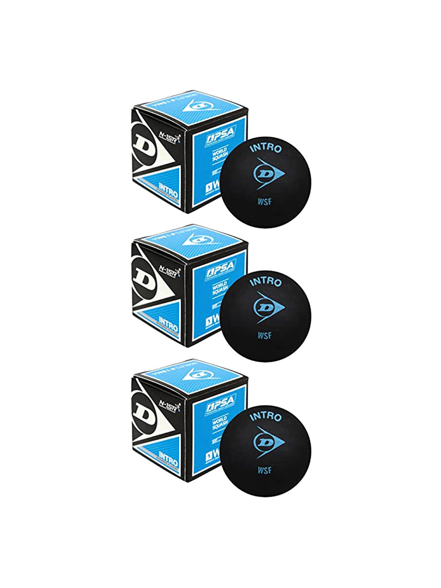 Dunlop Pack of 3 Blue Dot Squash Ball (Black) Size - 127.2mm