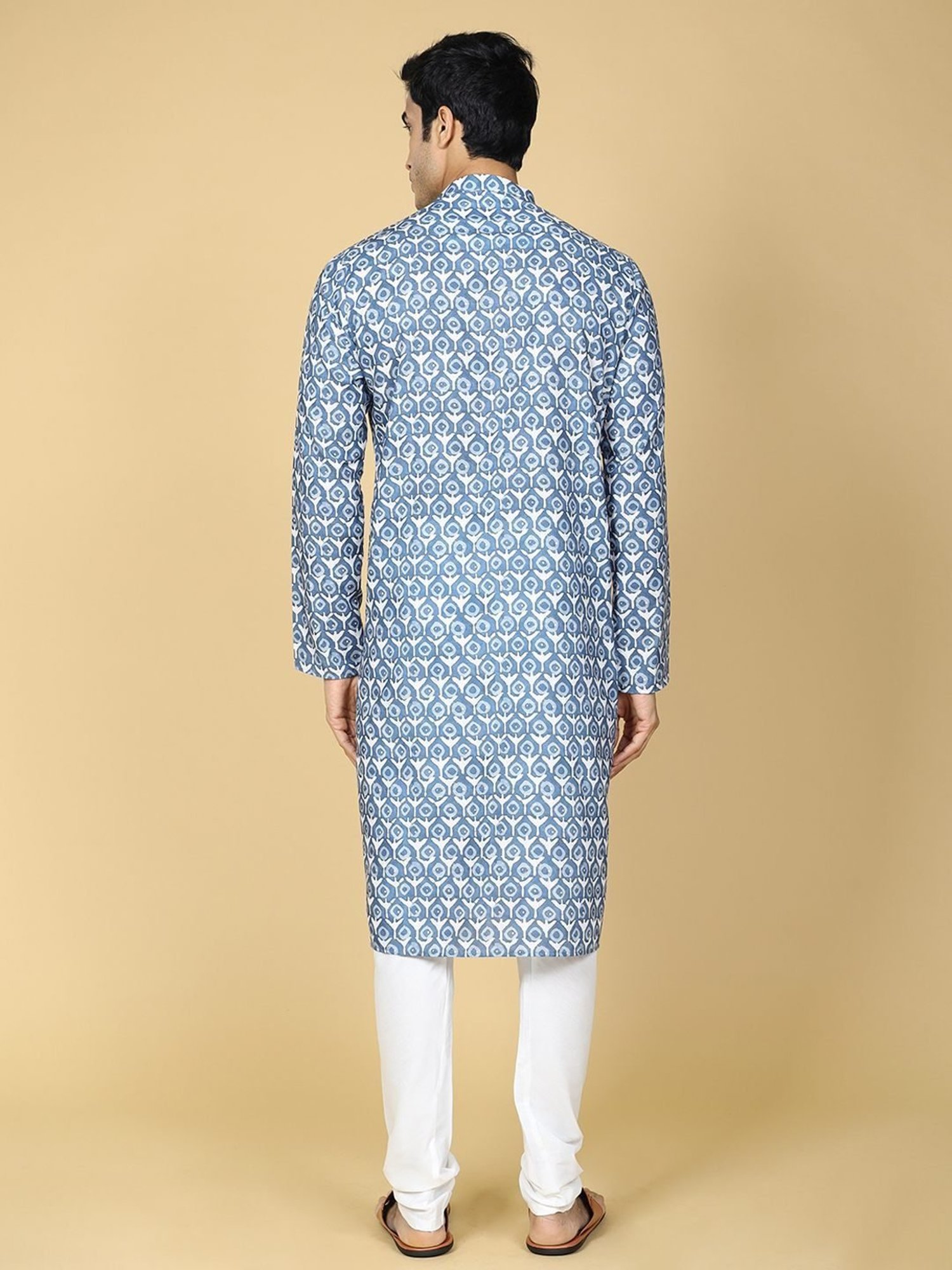 TABARD Blue Cotton Regular Fit Printed Kurta Bottom Set