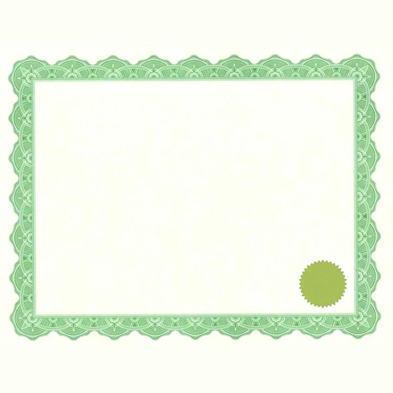 Geographics Printable Certificate with Seals, 11 x 8-1/2 inches, Optima Green, pk of 25