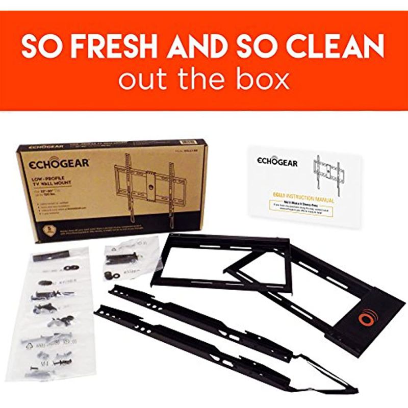 ECHOGEAR Low Profile Fixed TV Wall Mount Bracket for 32-80 inch Flat Screen TVs