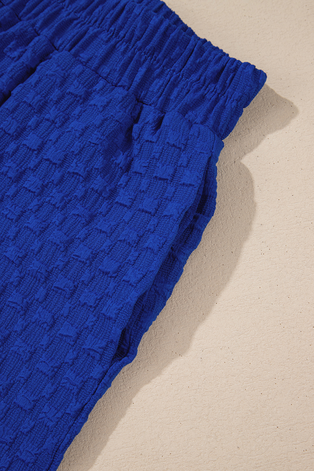 Skobeloff Textured Ruffle Split Top and Drawstring Shorts Set