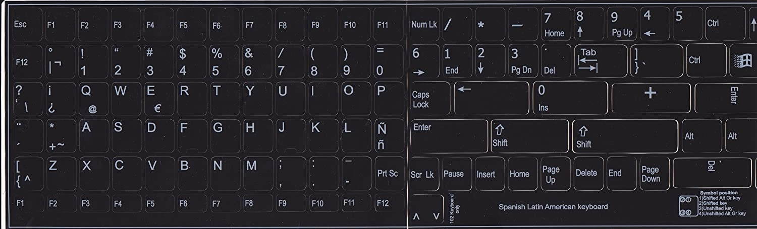 Spanish Latin American Replacement Keyboard Sticker Black