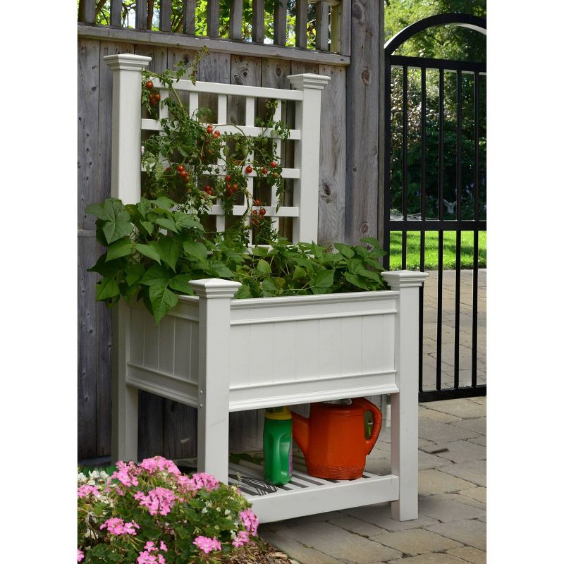 Kingsrow Rectangular Planter With Trellis - White - Vita