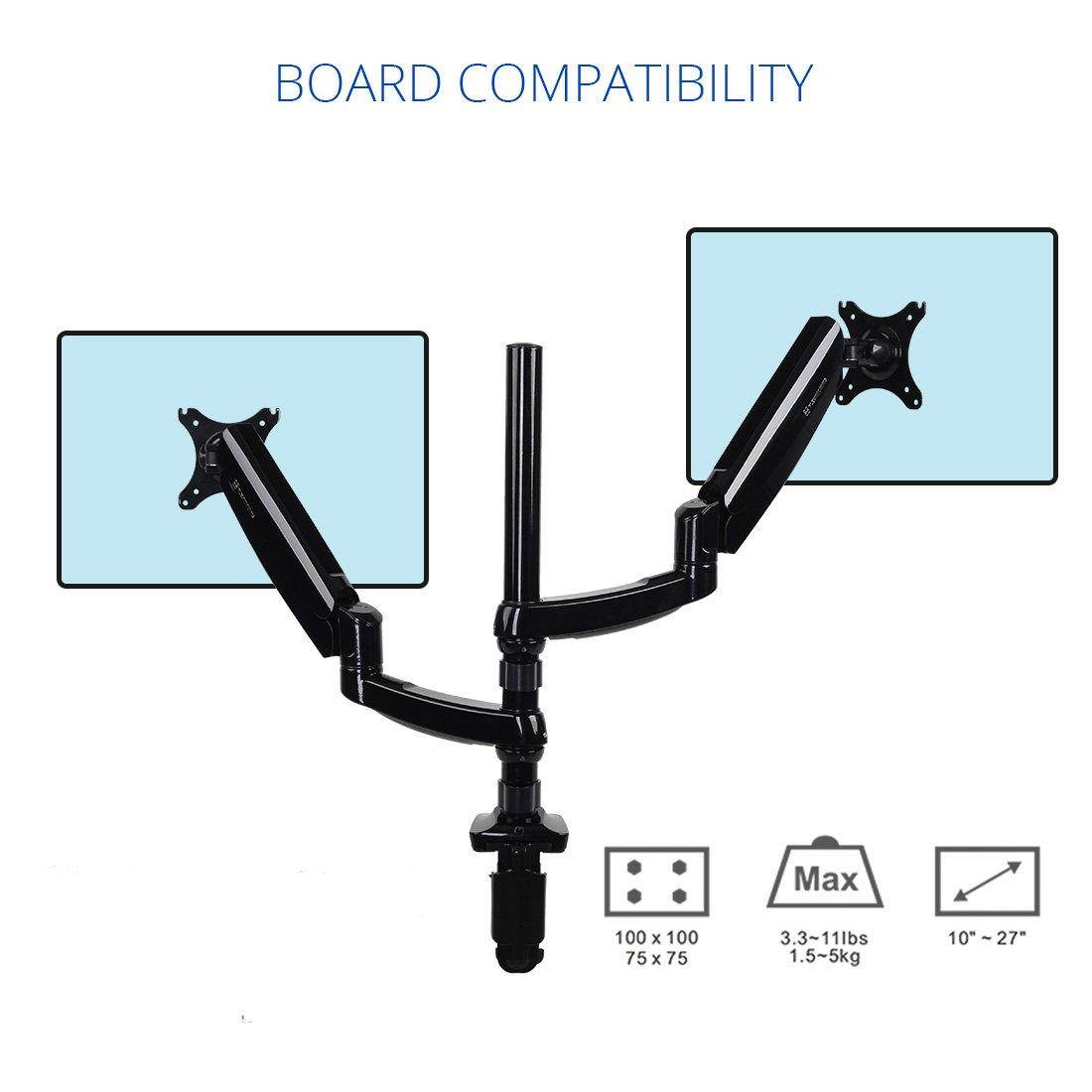 FLEXIMOUNTS Vertical Dual Monitor Mount LCD arm,Full Motion Stacking Desk mounts for 10"-27" Computer Monitor, w Clamp or Grommet Desktop Support