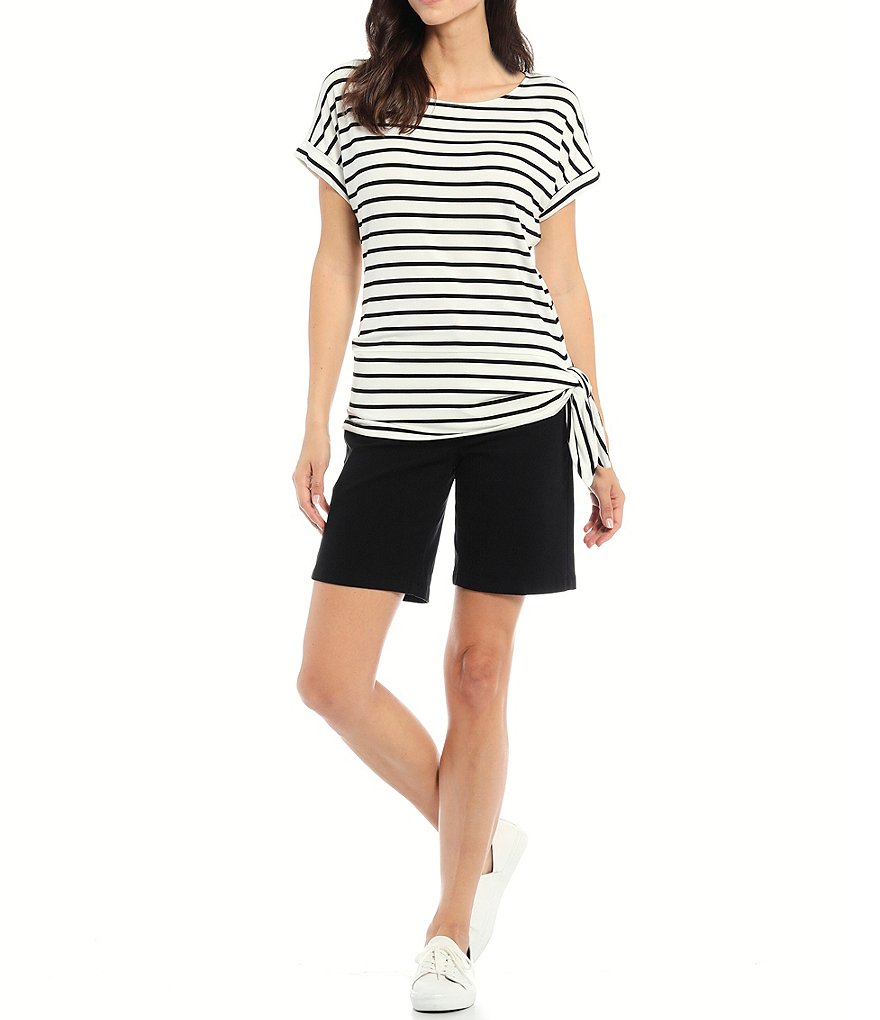 Preston & York Caroline Bow Woven V-Neck 3/4 Sleeve Blouse