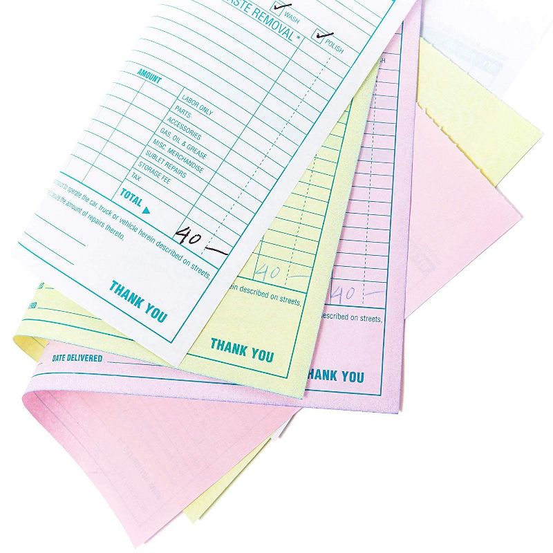 3-Pack Auto Repair Order Books Invoice Form, 3-Part Carbonless, 50 Set/ per Book, 8.45 x 7.5"