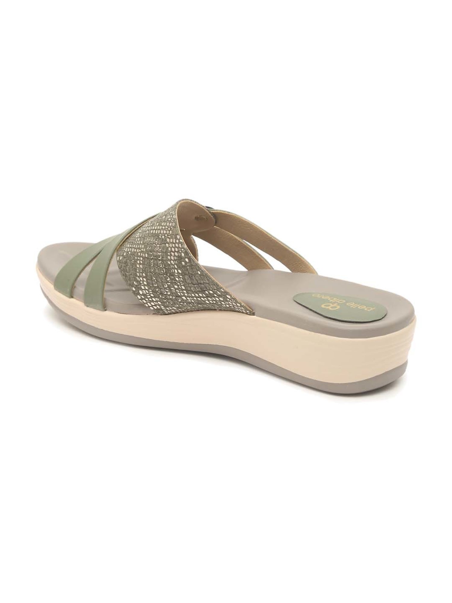 Pelle Albero Women's Sage Green Cross Strap Wedges