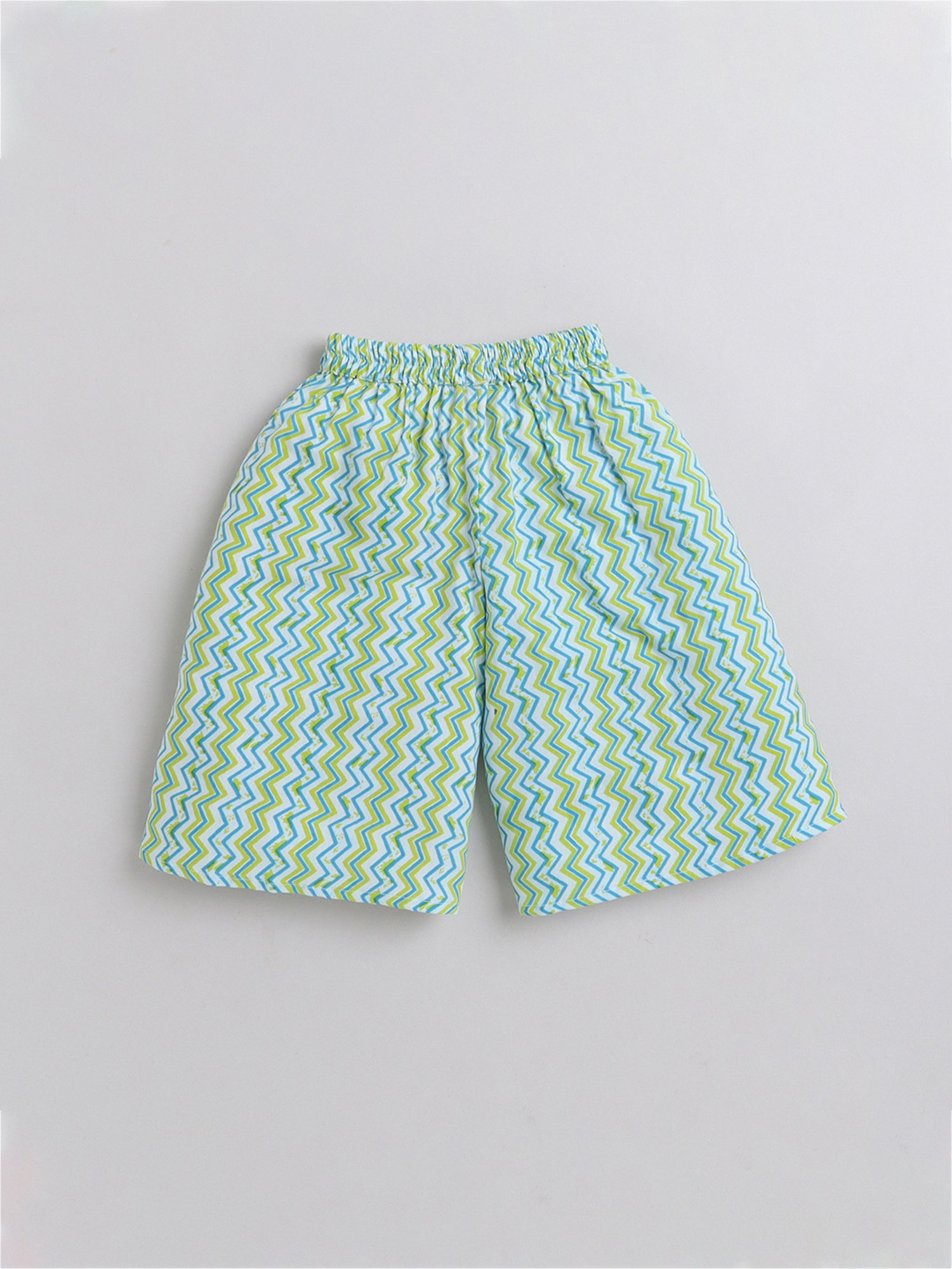 Many Frocks Kids Green & White Printed Top with Plazzos