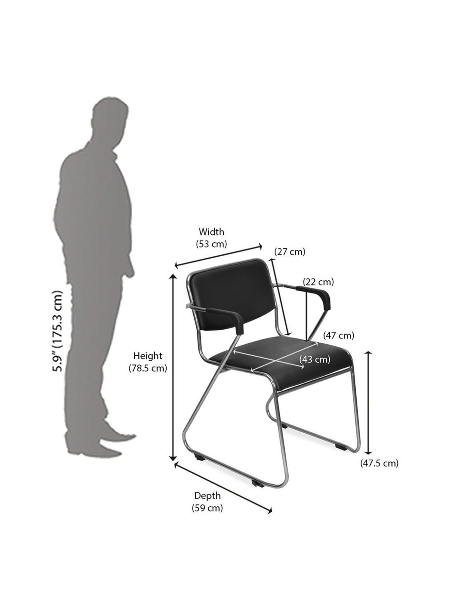 Nilkamal Contract Black PU Foam Visitor Chair with Arm