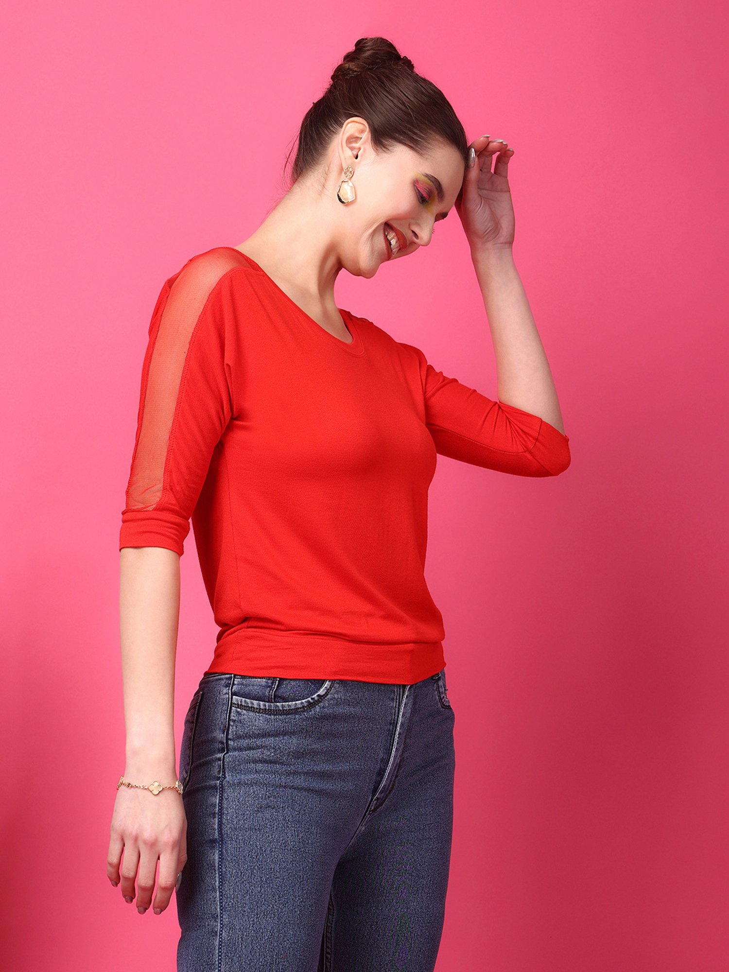 Scorpius Red Slim Fit Crop Top
