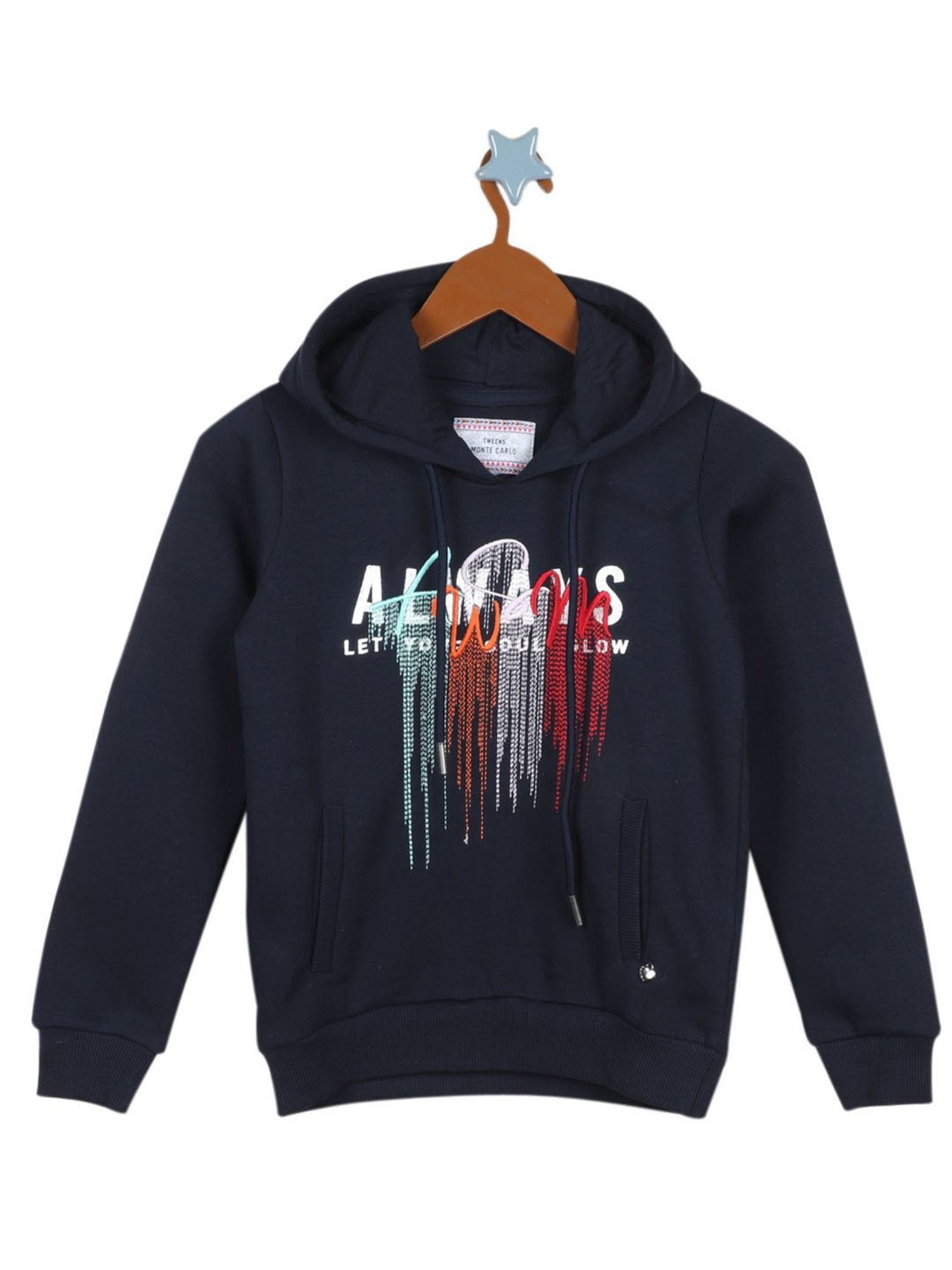 Monte Carlo Kids Navy Embroidered Full Sleeves Sweatshirt