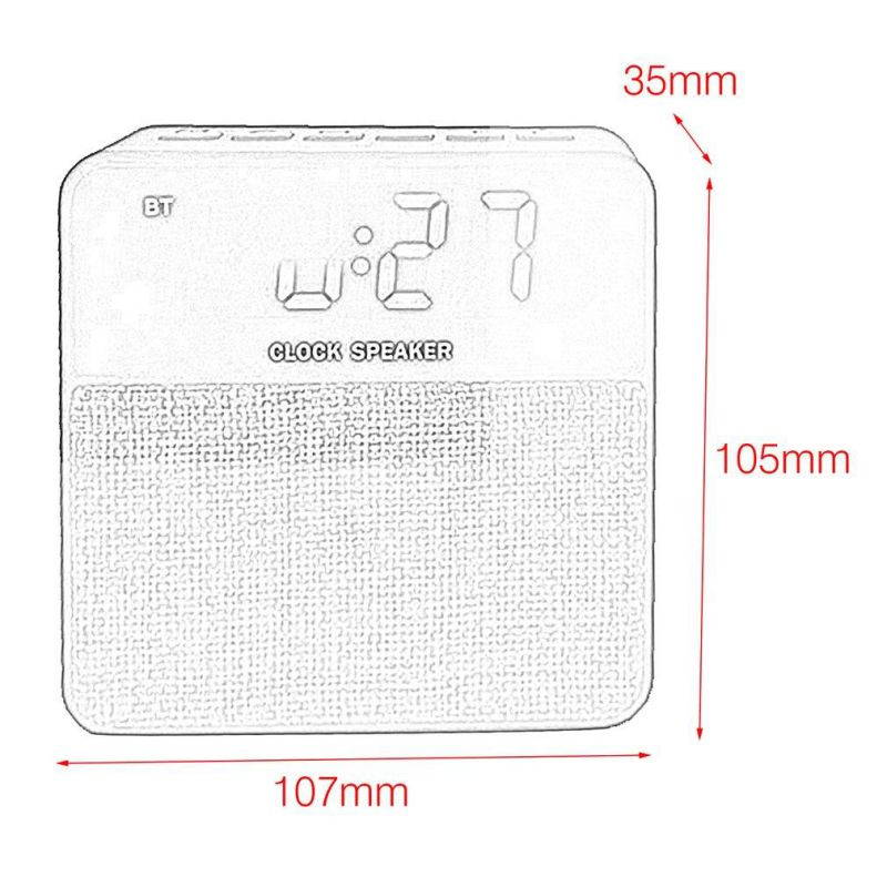 JT2605 Wireless Bluetooth Speaker LED Alarm Clock Hands-free Support TF Card