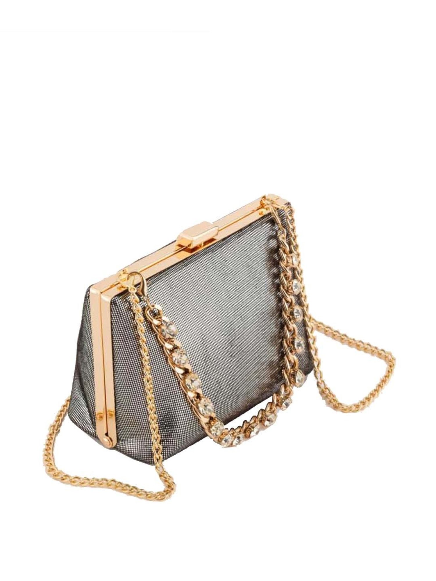 CARPISA Grey Fabric Clutch