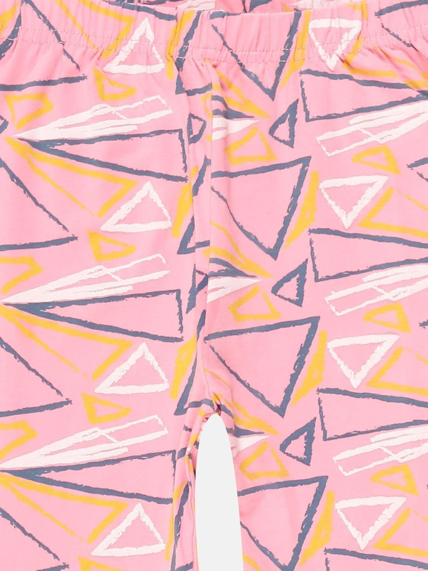 Kiddopanti Girls Baby Pink & Blue Printed Leggings