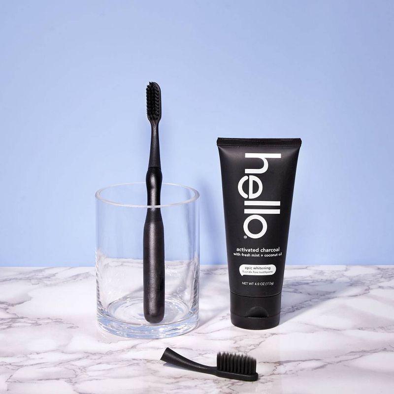 hello Sustainable Toothbrush Head - Black - Trial Size - 2ct