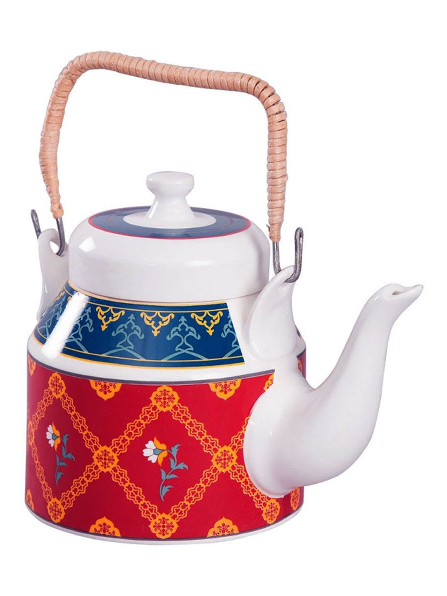 India Circus Floral Printed Fine Ceramic Desi Kettle with Lid - 1 Pc- 1000 ml