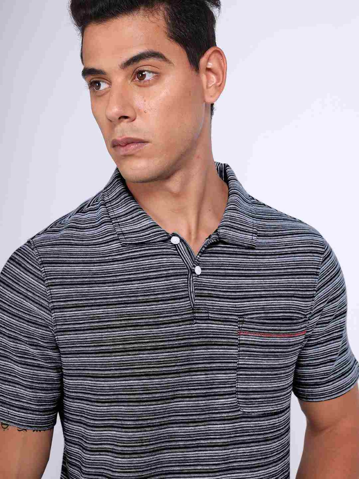 Lee Navy Regular Fit Striped Polo T-Shirt