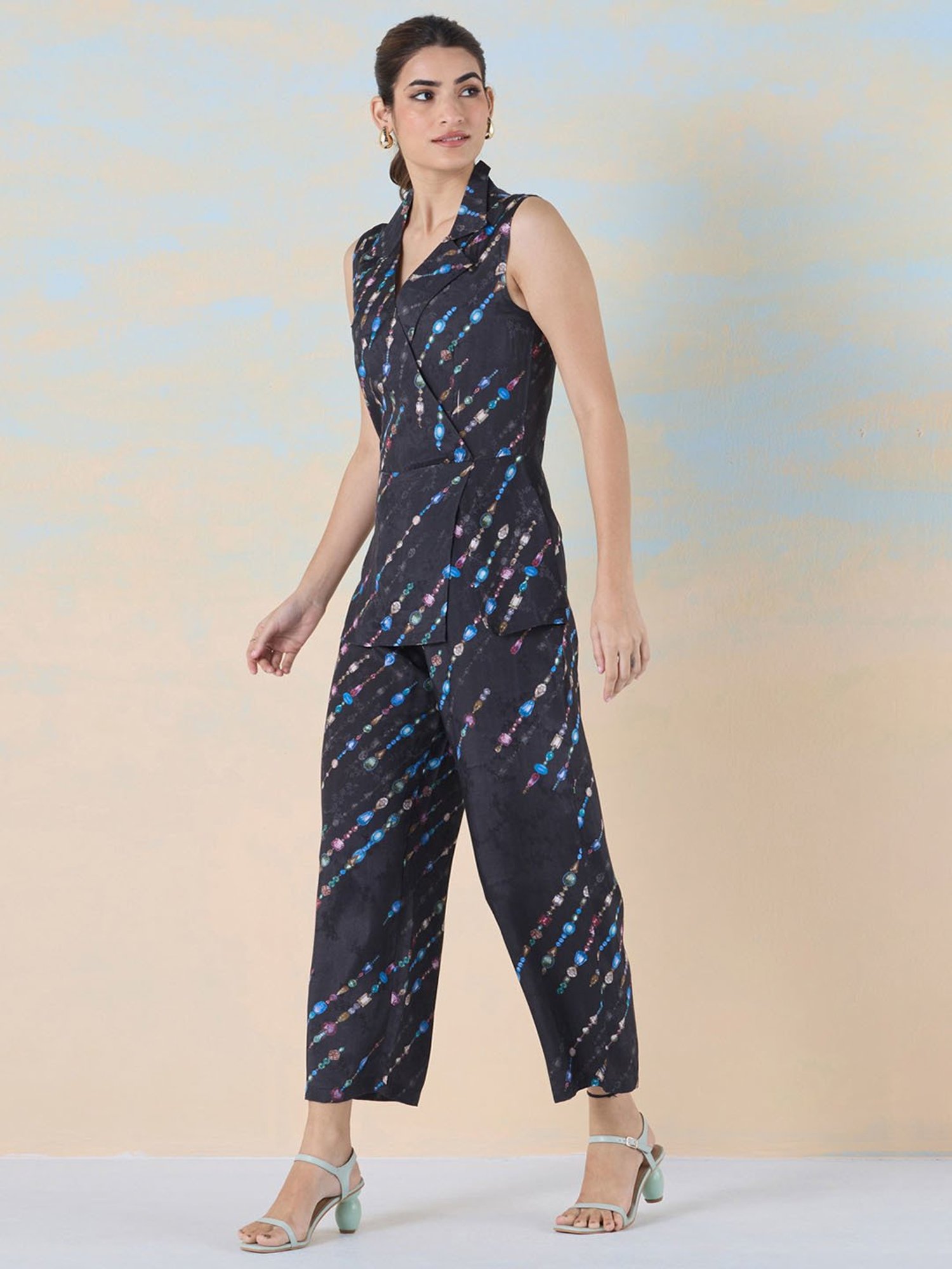 navyasa by liva Black Printed Jumpsuit