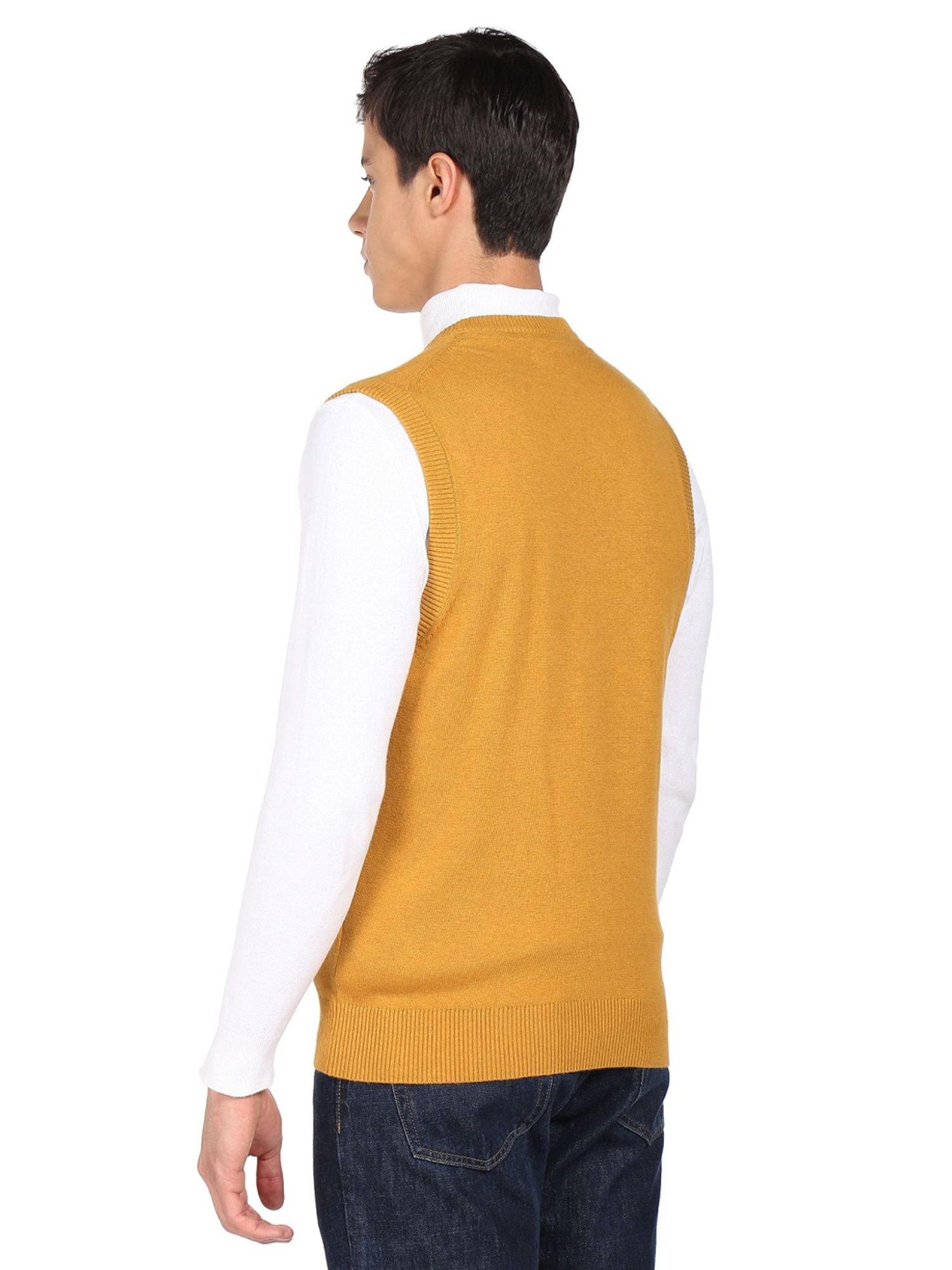 U.S. Polo Assn. Mustard Cotton Regular Fit Sweater
