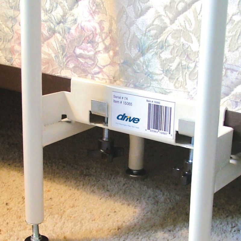 Drive Medical 15065R-1 Adjustable Height 250 Pound Weight Capacity Steel Tube Home Bed Frame Bedside Helper, White