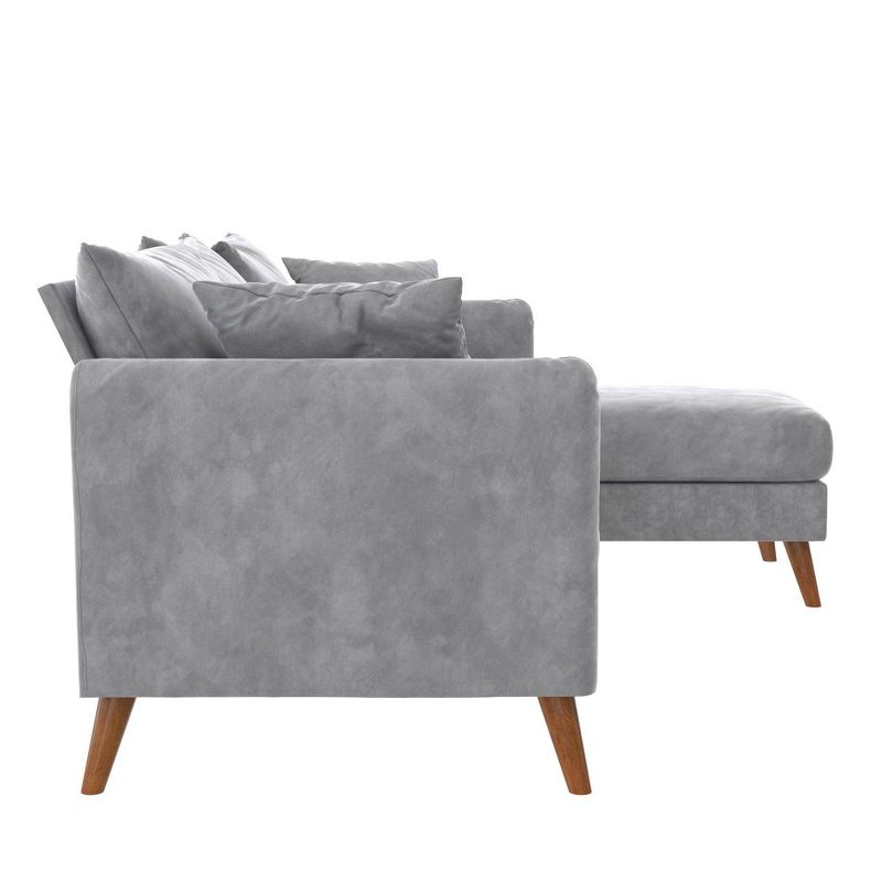 Magnolia Velvet Pillow Back Sectional Light Gray - Novogratz