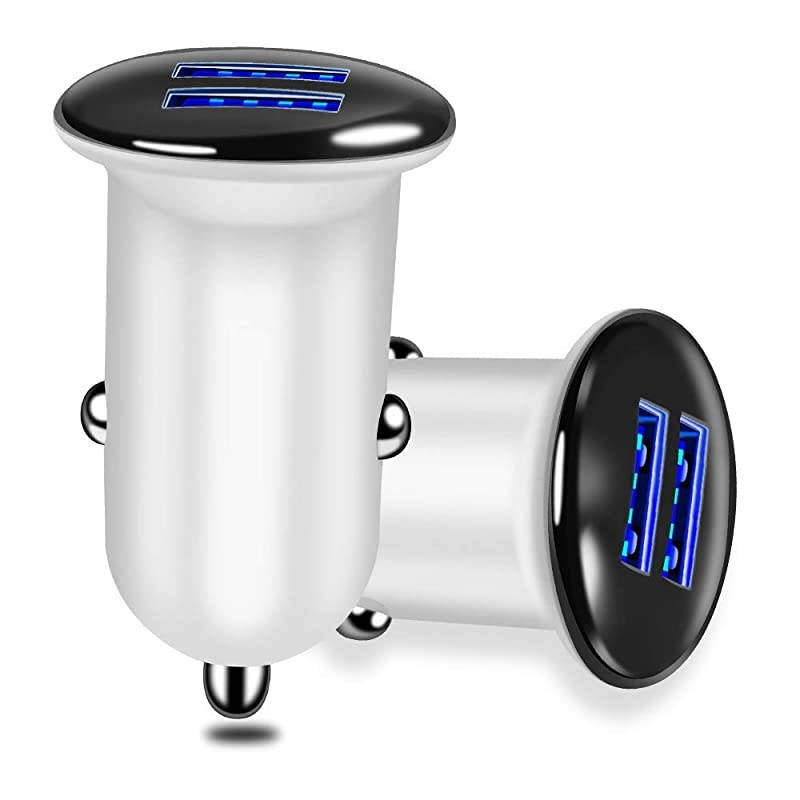 Charger, 2 Pack Dual USB Port 3.1A+3.1A Charger Adapter, Flush Fit Adapter with Blue LED, Fast Charging, USB Charger Compatible with iPhone XR/Xs/Max,iPad Pro,Galaxy,HTC, etc