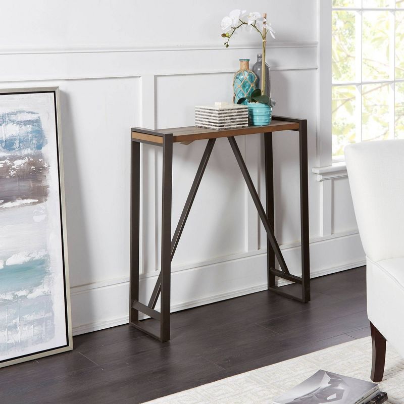 Slim Trestle Frame Console Table Gunmetal/Wood - Silverwood