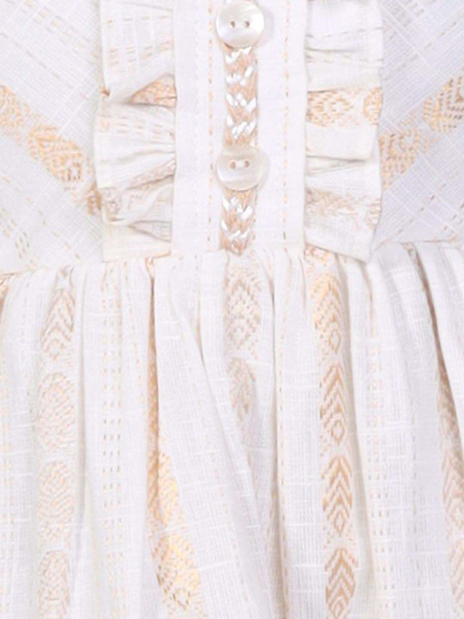 Peppermint Girls Cream Cotton Embroidery Dress