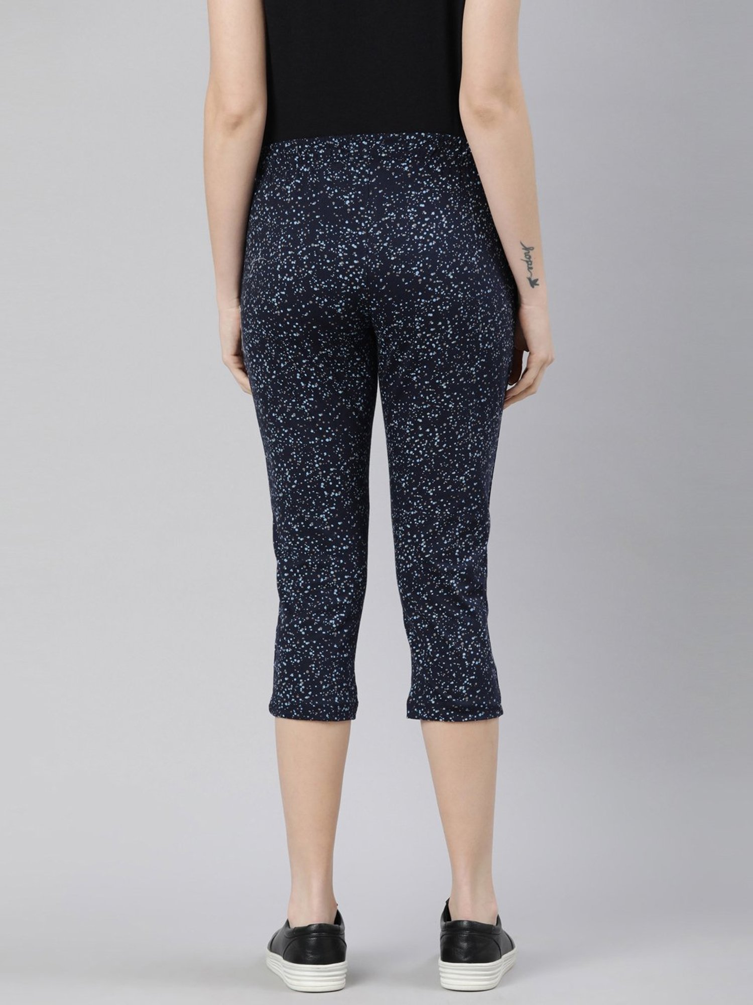 Dixcy Slimz Navy Cotton Printed Capris