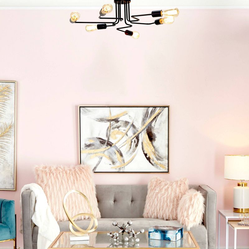 40" x 8"industrial Metal Ceiling Pendant Light with 6 Bulb Canopy - CosmoLiving by Cosmopolitan