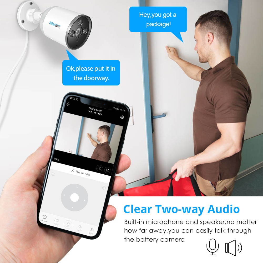 SOVMIKU SF05A 720P Wifi IP Camera Bullet ONVIF Outdoor Waterproof FHD CCTV Security Camera Two Way Audio APP Remote