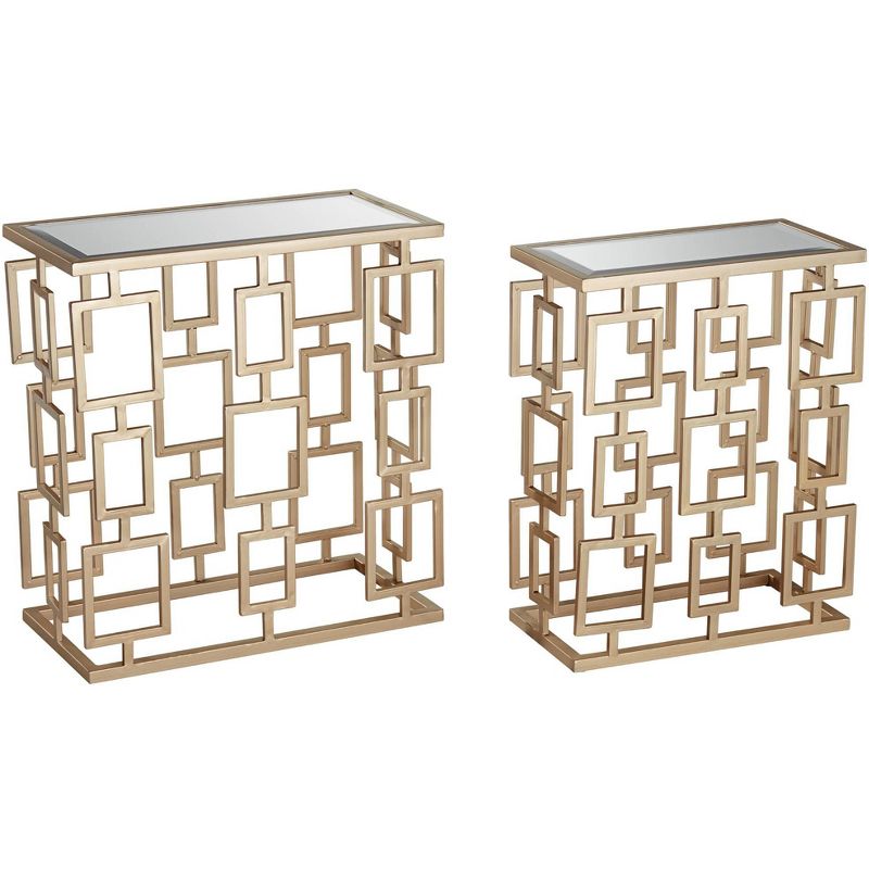 Set of 3 Glam Mirrored Accent Tables Gold - Olivia & May