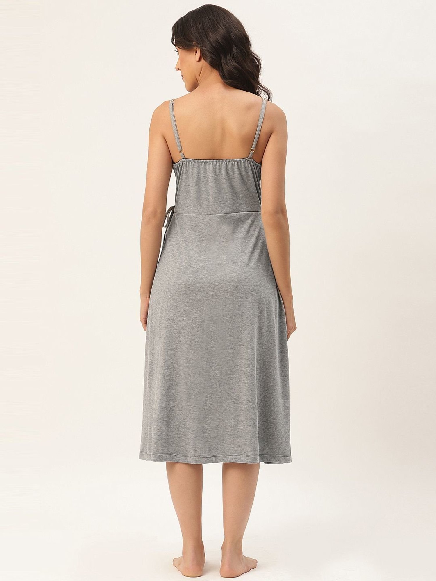 Ms.Lingies Grey Lace Work Nighty