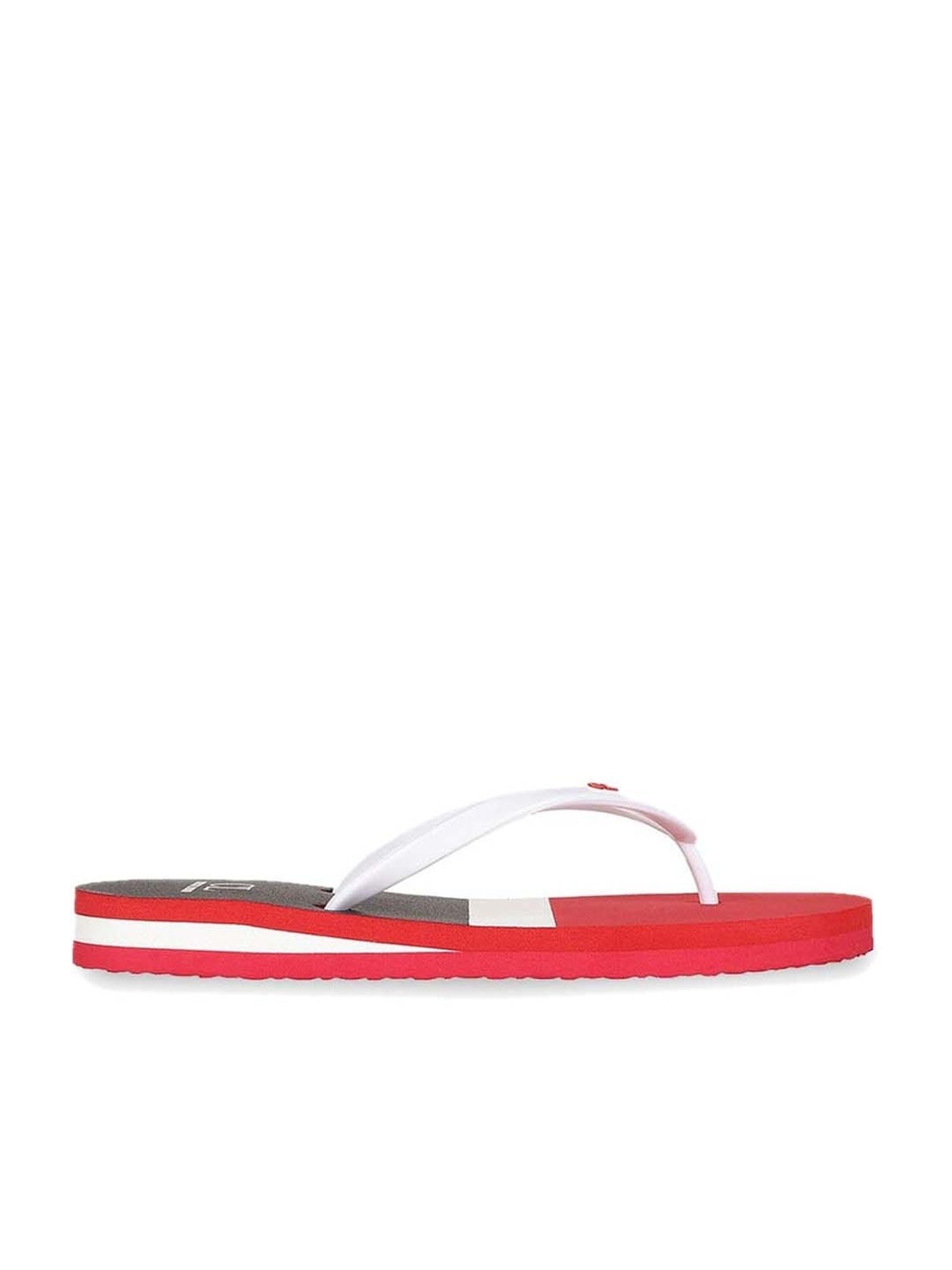 Carlton London Women's White & Red Flip Flops