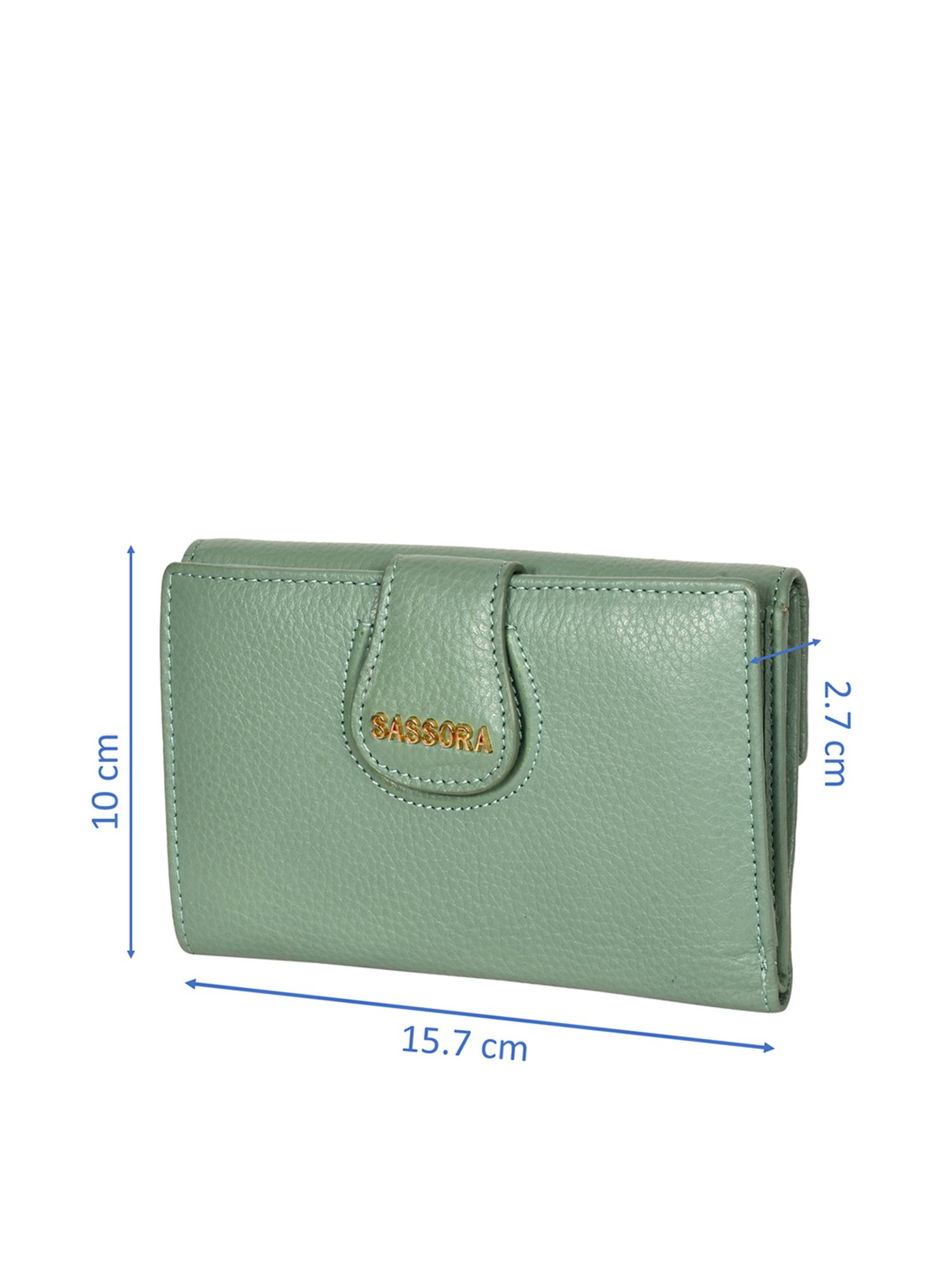 SASSORA Green Solid Rfid Bi-Fold Wallet for Women