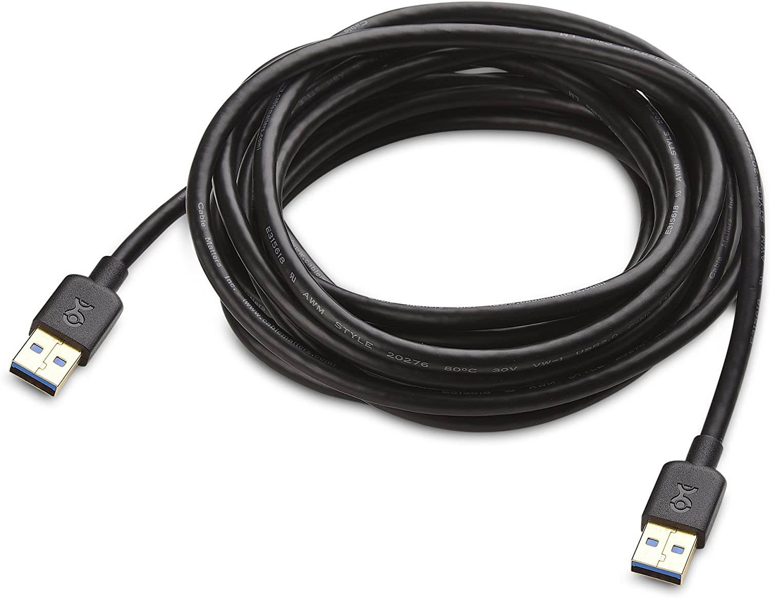 Cable Matters Long USB 3.0 Cable (USB to USB Cable Male to Male) in Black 10 ft