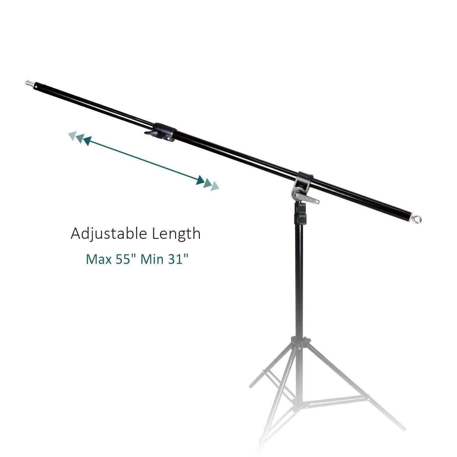 LimoStudio Photo Video Studio Boom Stand Kit with Light Stand Tripod, Adjustable Boom Arm Bar for Reflector Holder, and Black Heavy Duty Saddlebag Sand Bag with 18 lb Capacity, AGG2737