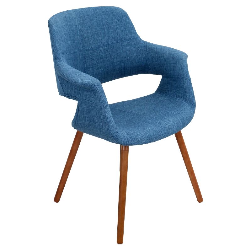 Vintage Flair Mid Century Modern Walnut Wood Legged Dining Chair Polyester/Blue - LumiSource