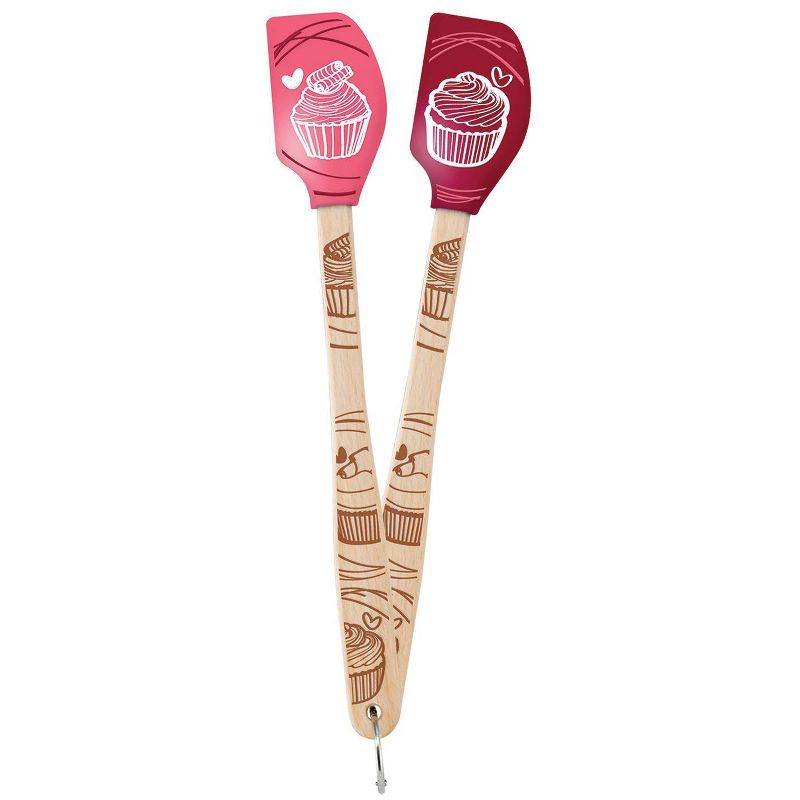 Tovolo Spatulart Wood Handled (Set of 2) Mini Cupcake Spatulas Assorted