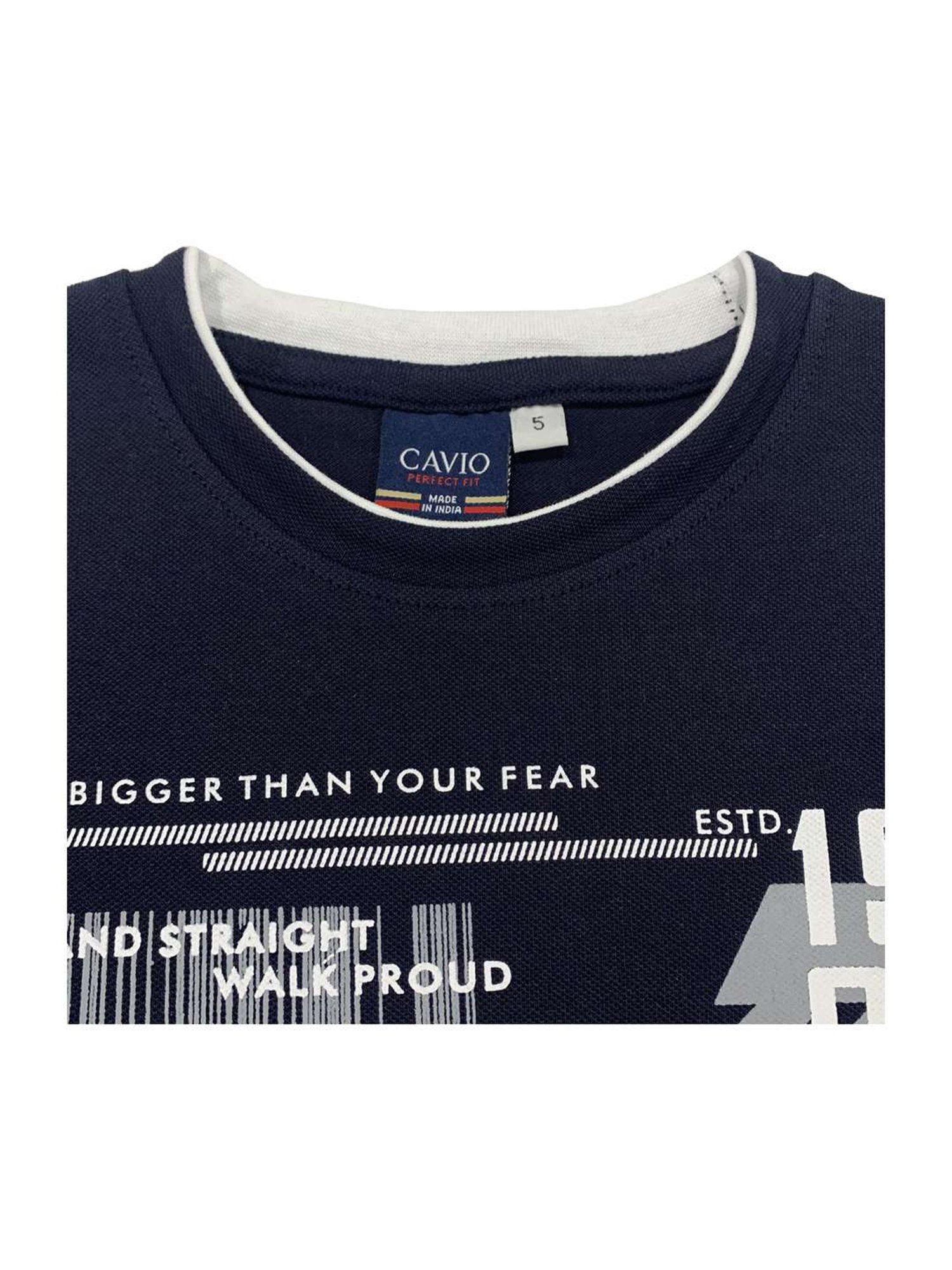 Cavio Kids Navy Printed T-Shirt