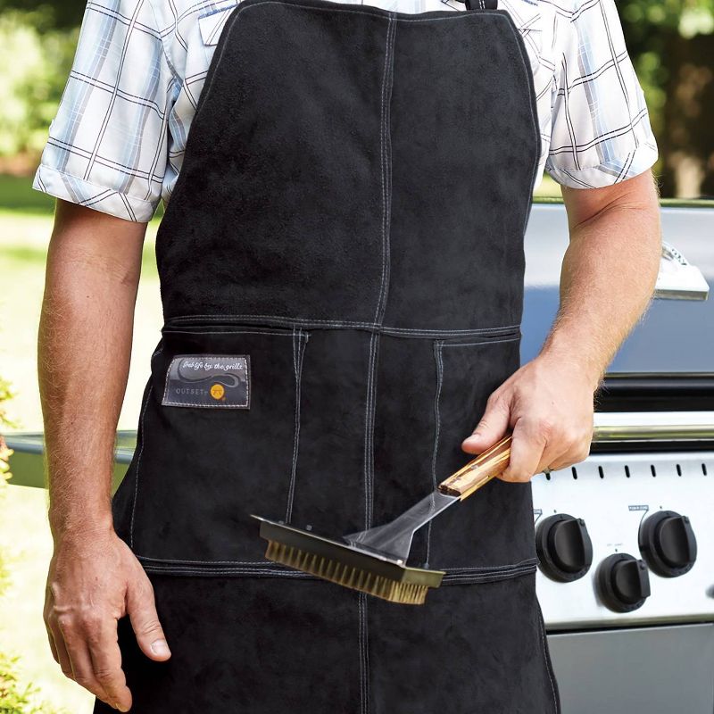 Black Leather Grill Apron One Size - Outset