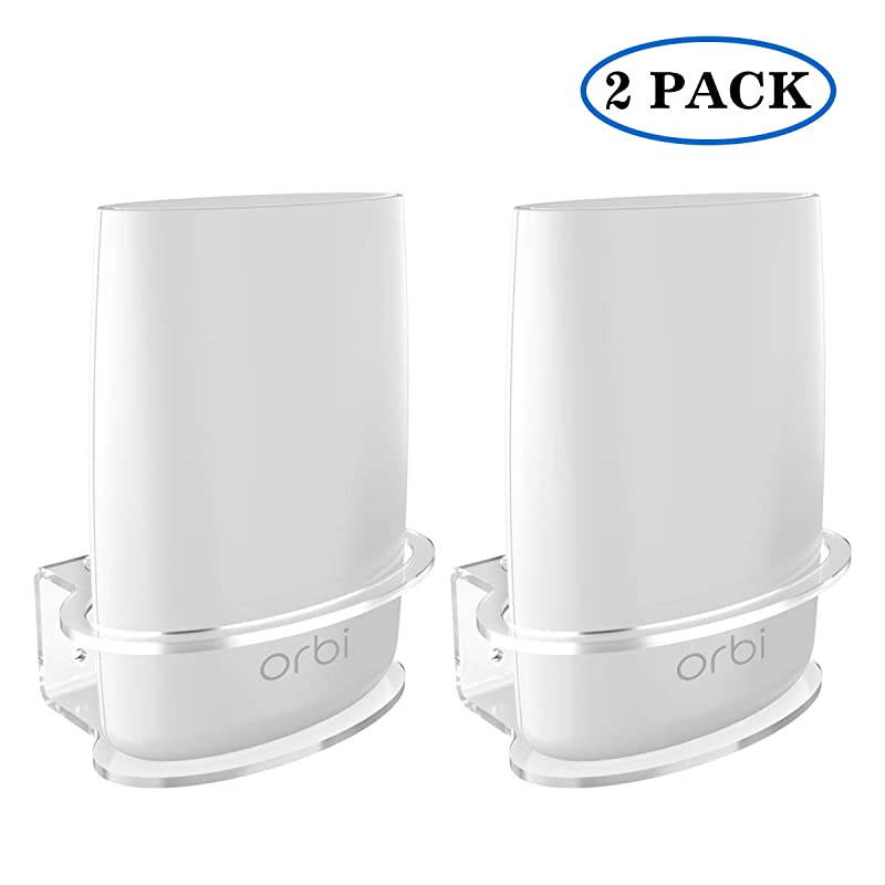 Wall Mount for Netgear Orbi Sturdy Clear Acrylic Wall Shelf Bracket for NETGEAR ORBI RBS40 RBK40 RBS50 RBK50 AC2200 AC3000 Home WiFi Router 2 Packs