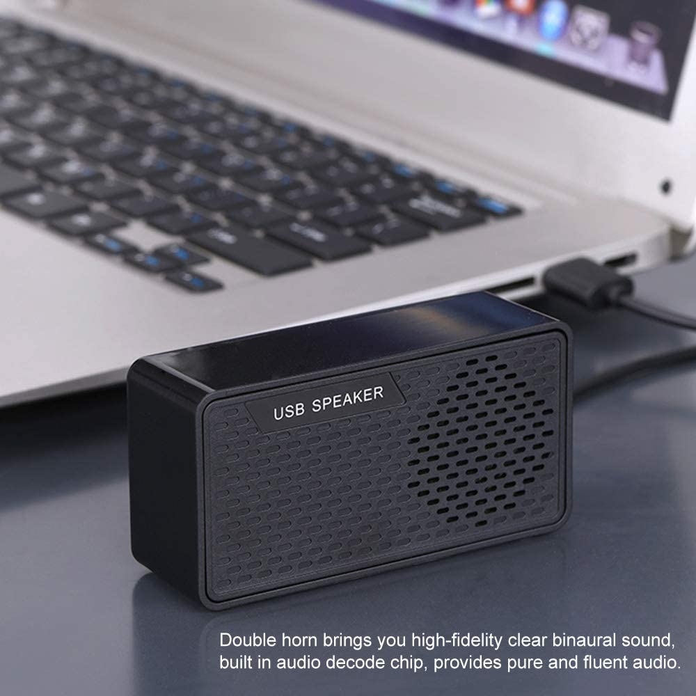 Docooler HK-5007 Computer Speaker USB Speaker Plug & Play Portable USB-Powered Speaker Double Horn 3W Output Suitable for USB2.0 and Above Interface with 1.2-Meter Cable Speaker for PC Laptops