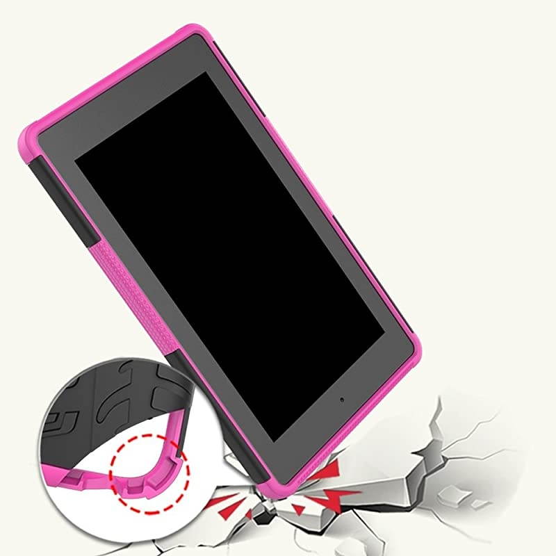 for  Kindle Fire 7 Case 7th Generation 2017 Release,Kickstand Heavy Duty Armor Defender Cover (Blue)