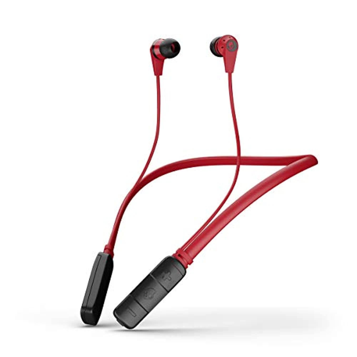 Skullcandy Ink'd Bluetooth Wireless Earbuds with Microphone, Noise Isolating Supreme Sound, 8-Hour Rechargeable Battery, Lightweight with Flexible Collar, Red/Black (SCS2IKW-J335)