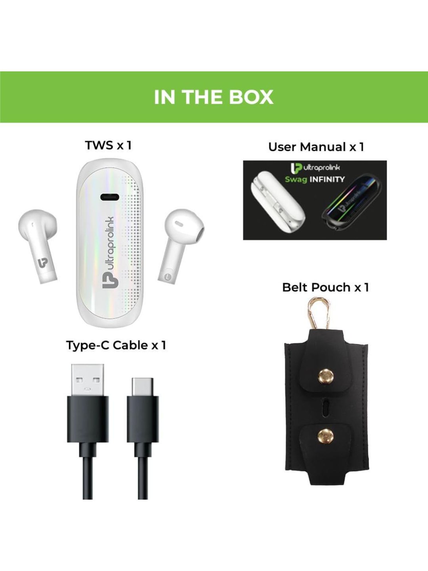 ULTRAPROLINK UM1148 Swag Infinity In Ear BT Earbuds with 20 Hr Playtime (White, True Wireless)