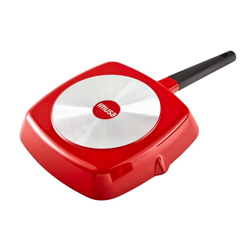 Imusa 11" Red Cast Aluminum Square Grill Pan with Soft Touch Handle