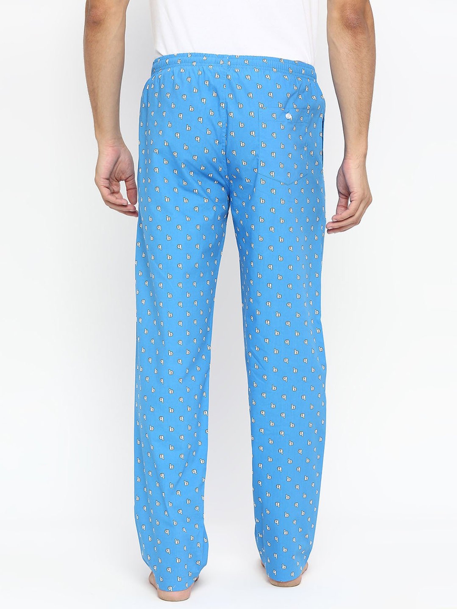 UnderJeans by Spykar Royal Blue Printed Pyjamas