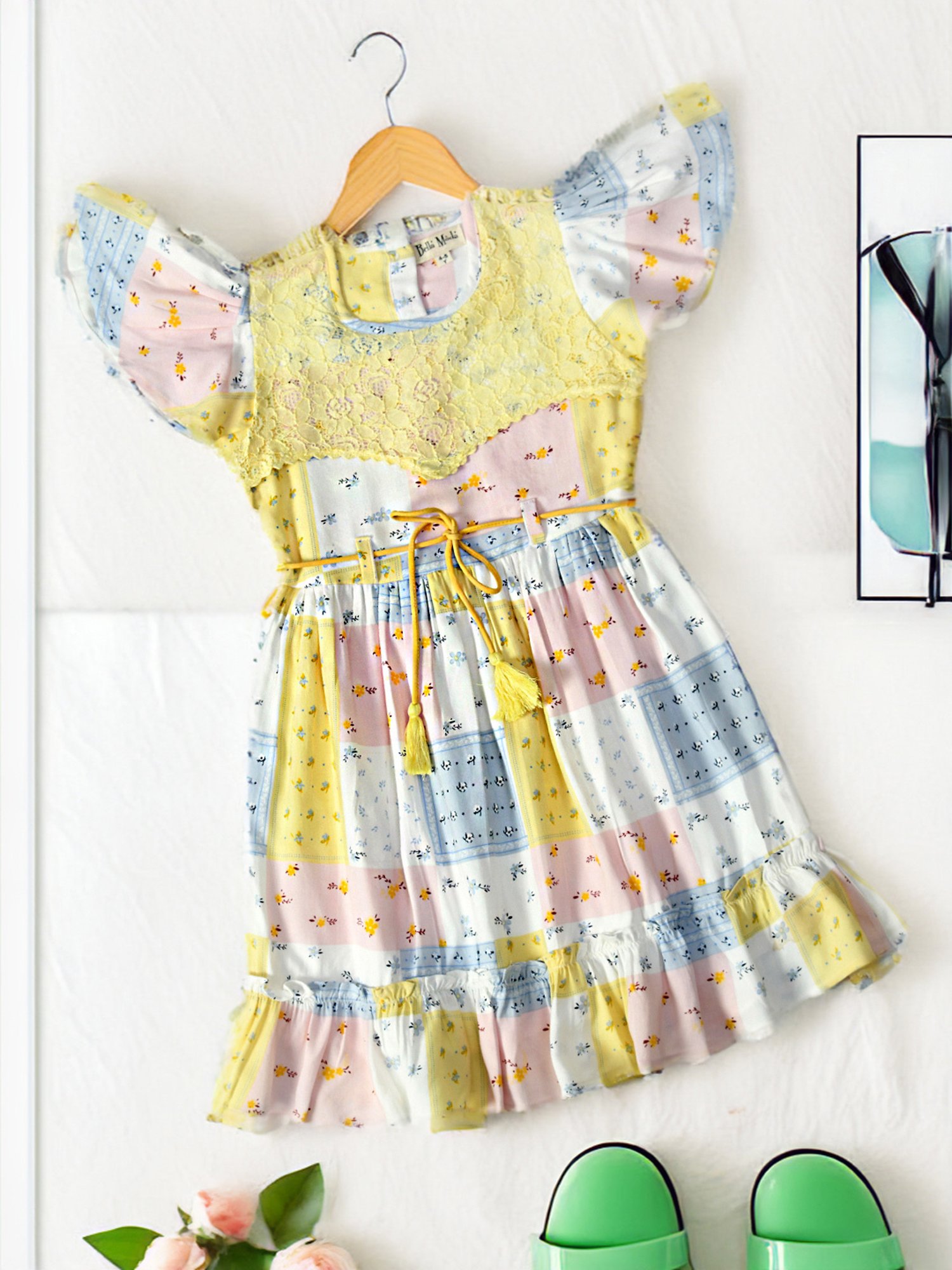 Bella Moda Kids White Printed Fit & Flare Dress