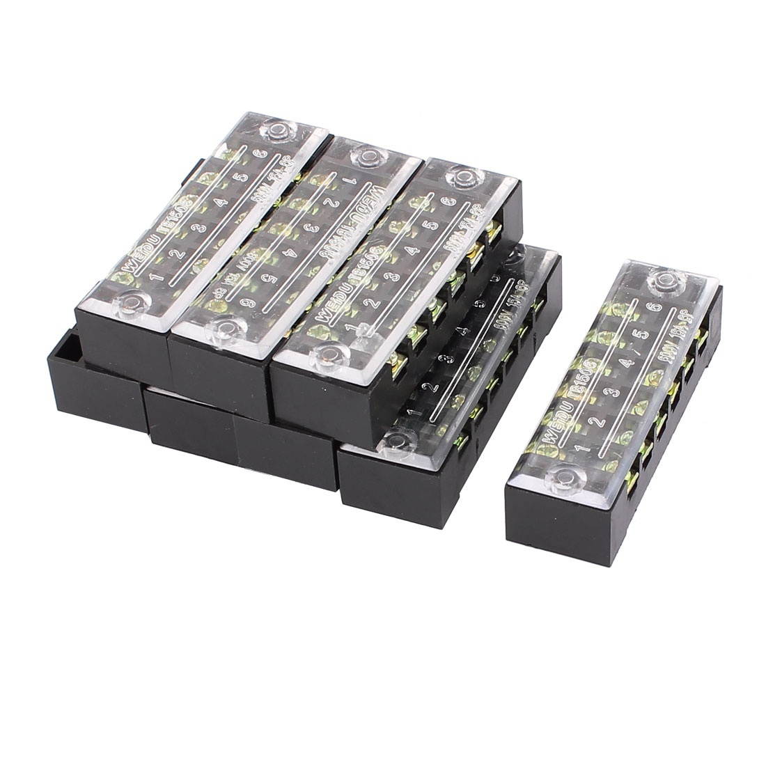 TB-1506 600V 15A 6 Postion 2 Row Terminals Block Cable Connector Strip 8PCS